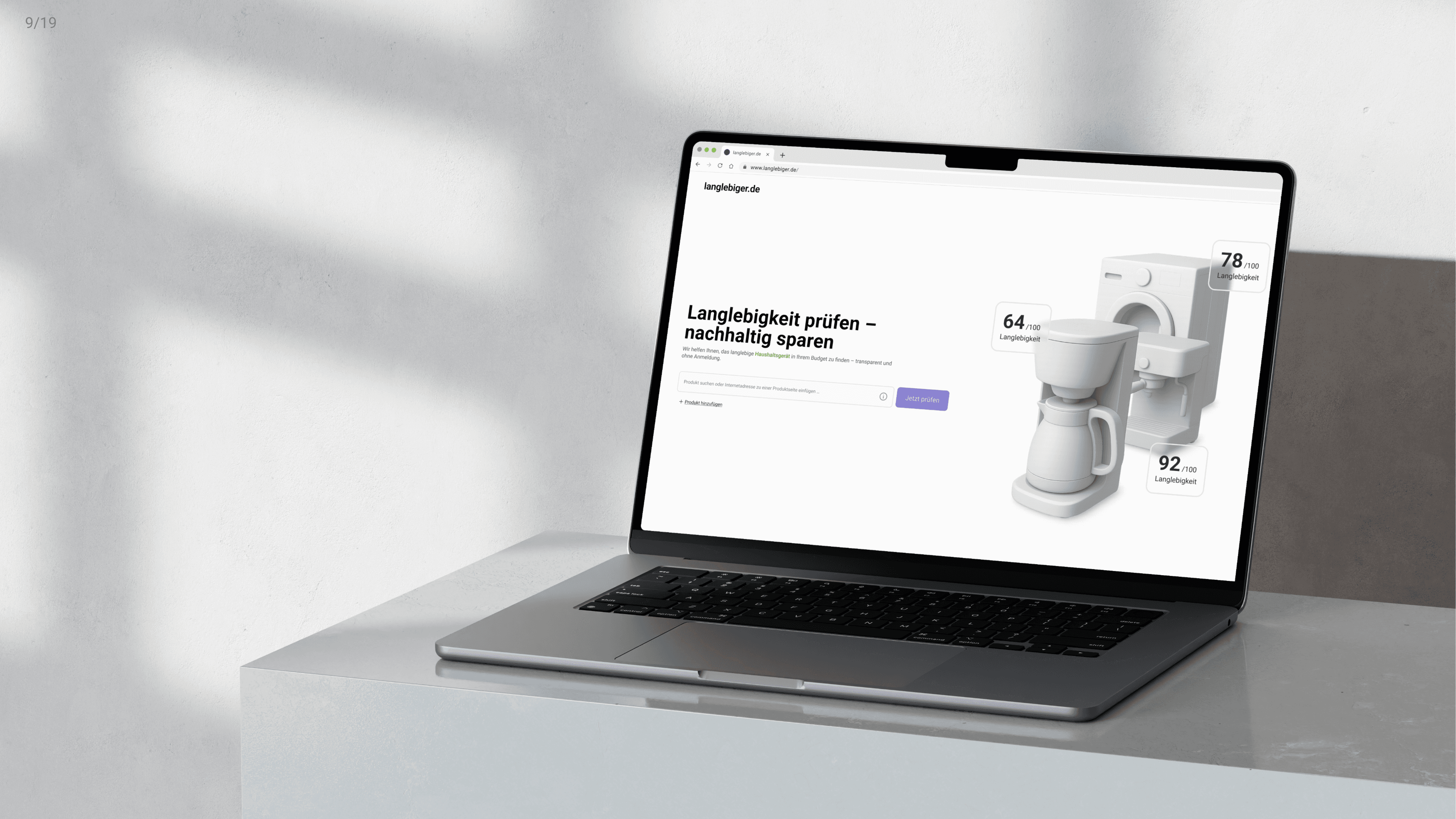 Laptop showing langlebiger.de